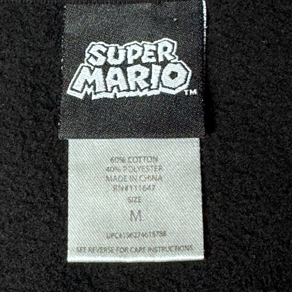 Medium Super Mario Graphic Pullover Long Seeve Sweatshirt Hoodie - Picture 6 of 10